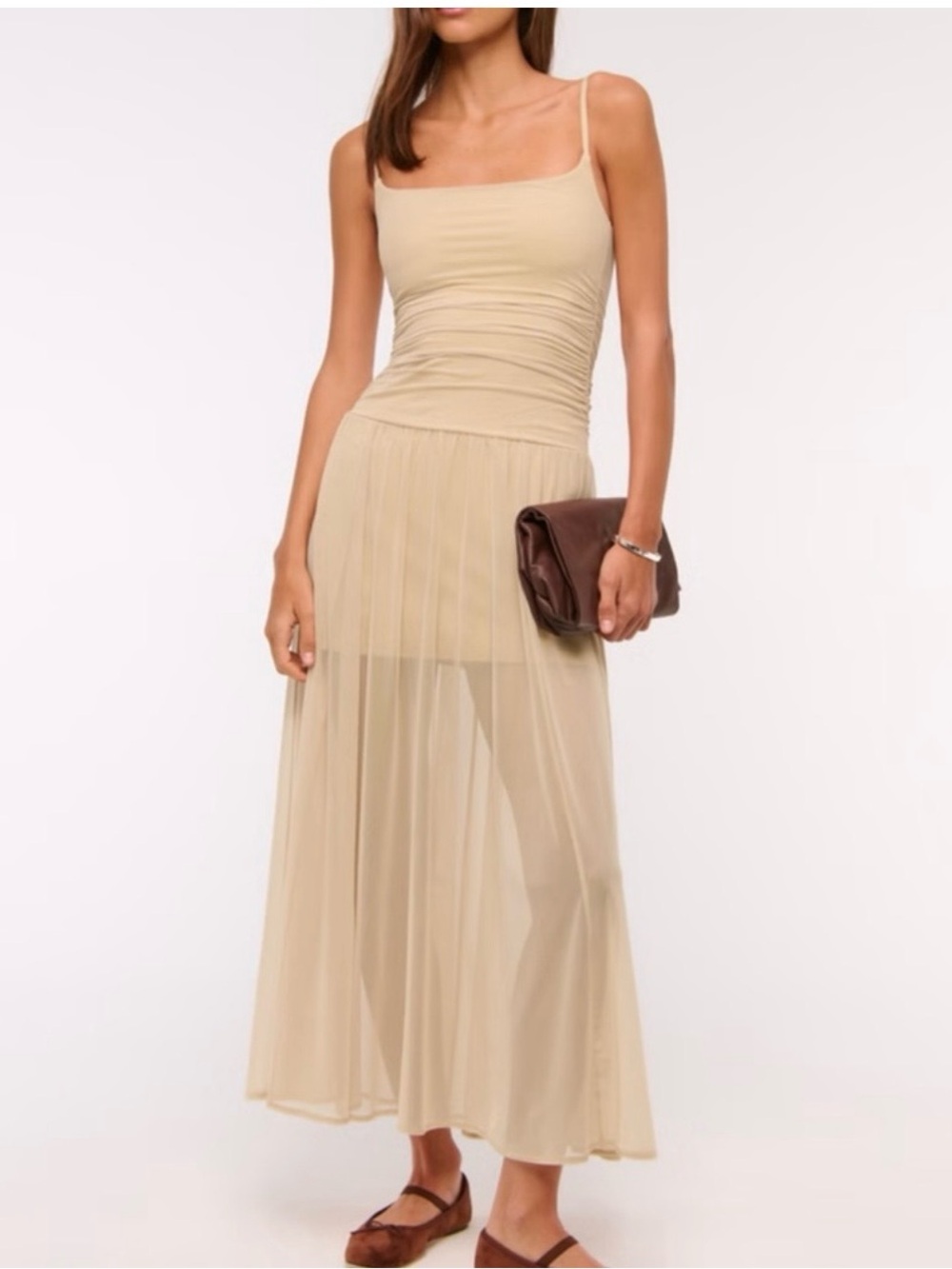 Abercrombie Bra-Free Flowy Sheer Maxi Dress